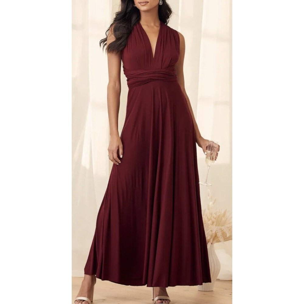 New Lulus Convertible Maxi Dress Gown Burgundy Red